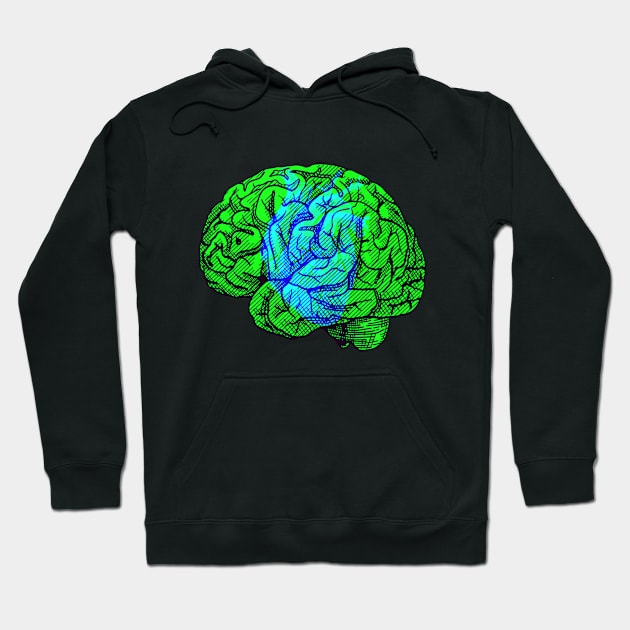 Brain&Heart Interactive Green&Blue Filter T-Shirt #2 By Red&Blue Hoodie by RedAndBlue